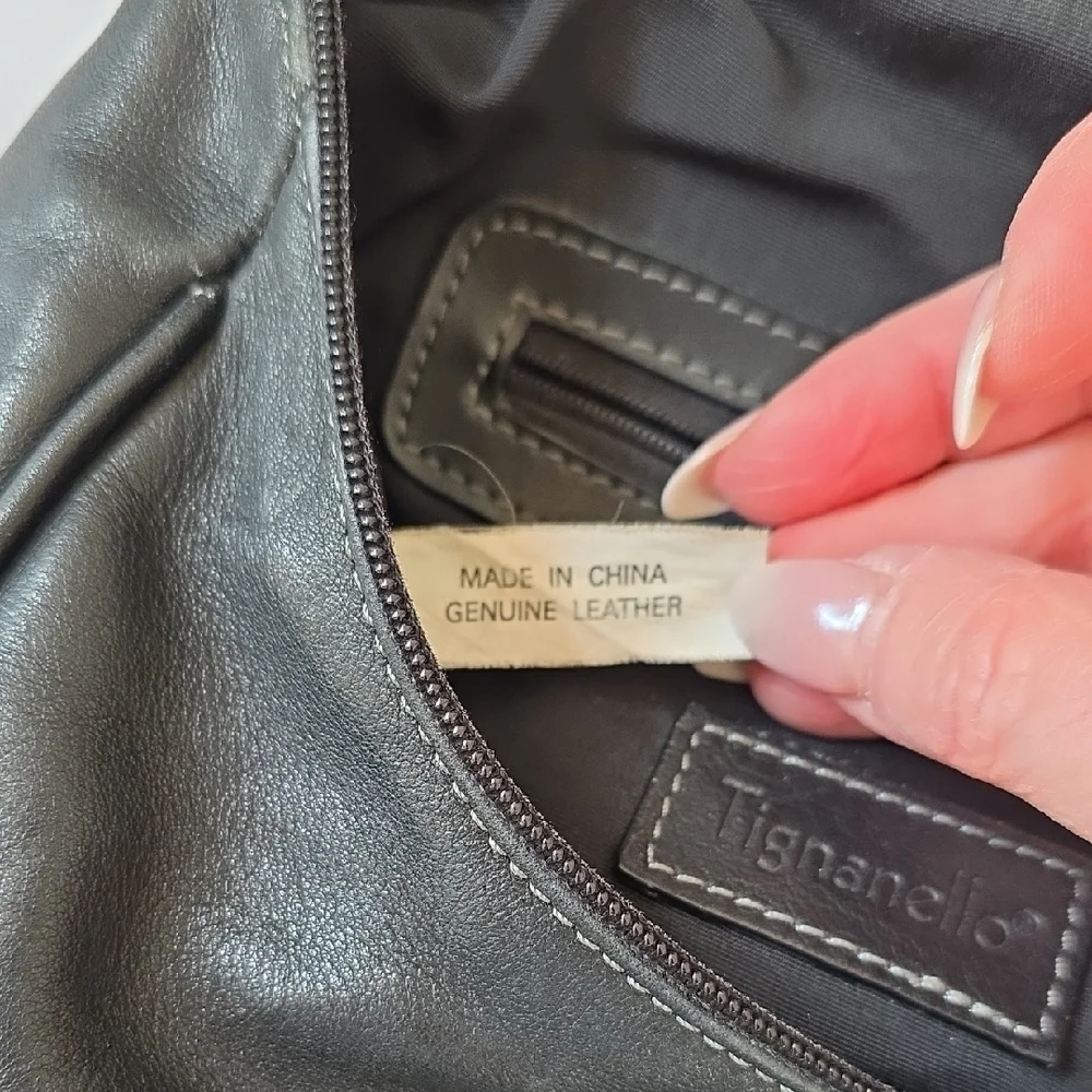 Tignanello Black Leather Backpack Purse - Picture 5 of 7